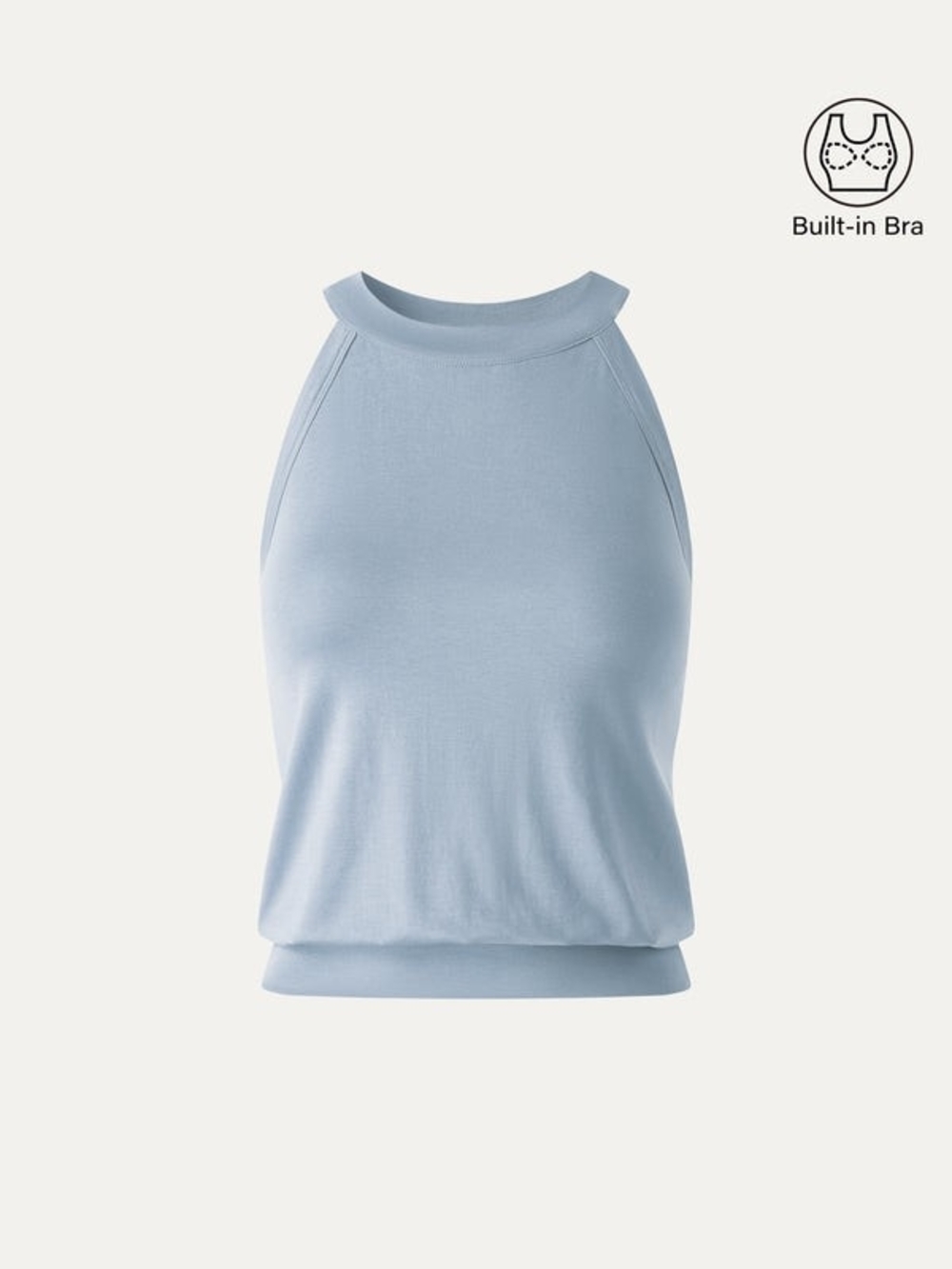 OGL Halter Neck Banded Hem Bra Tank In Artic Mist Blue